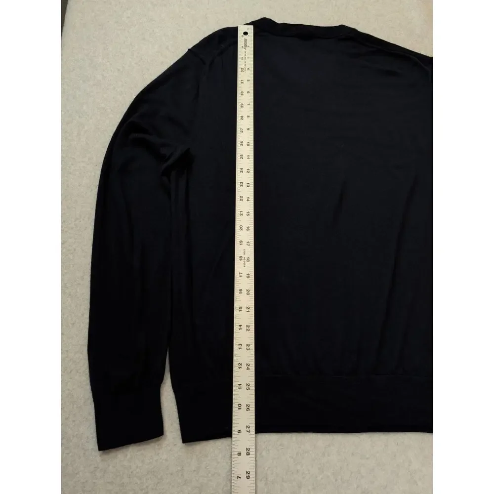 Paul Smith Mens 100% Merino Wool Sweater Blue Large V Neck Lightweight Pullover